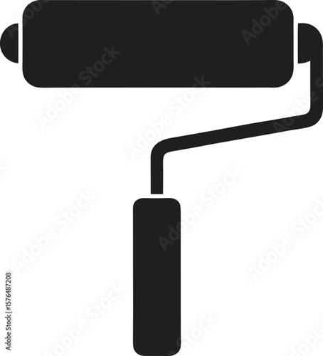 black paint roller icon silhouette handle