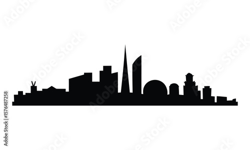 Port Vila City Skyline Silhouette, Vector, Illustration, Line Art, Icon, Logo, White Background.