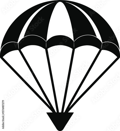 black parachute icon silhouette open canopy