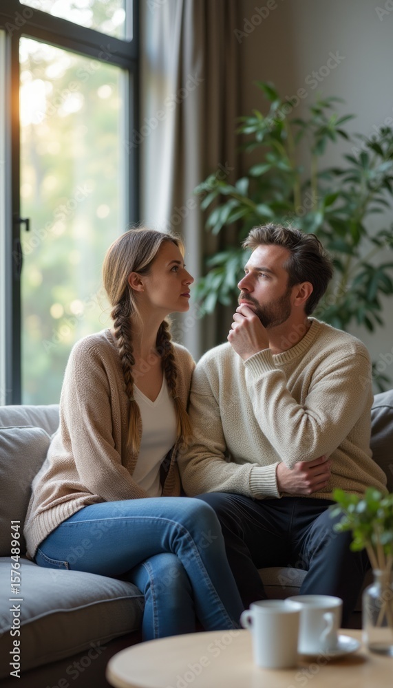 Obraz premium Intimate moment between a couple in a cozy living room