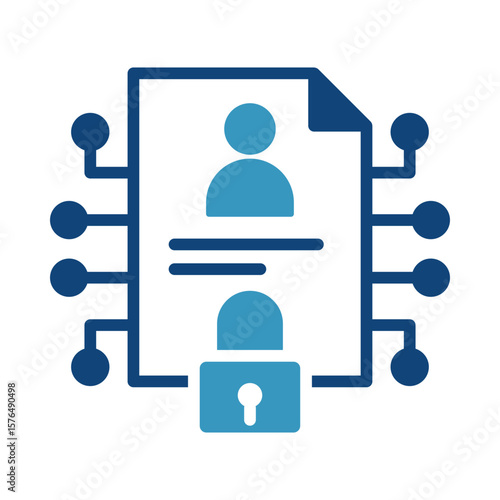  Privacy Icon – Document with Lock Representing Data Protection, Confidentiality, and User Rights in AI Systems. Flat Vector Illustration.