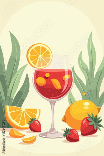 sangria glass with fruit