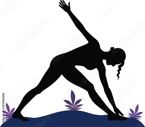 silhouette of a woman doing yoga in beach vector 