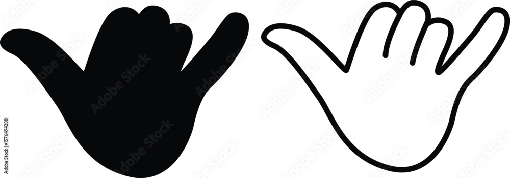 Obraz premium Silhouette Design of Shaka Sign on White Background