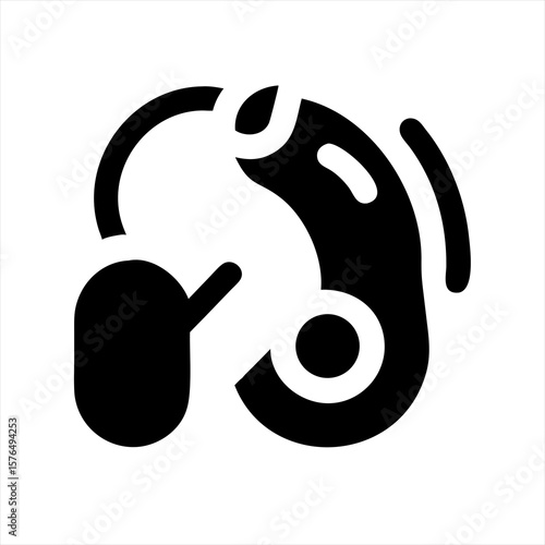 Depicts a hearing aid medical device silhouette vector illustration