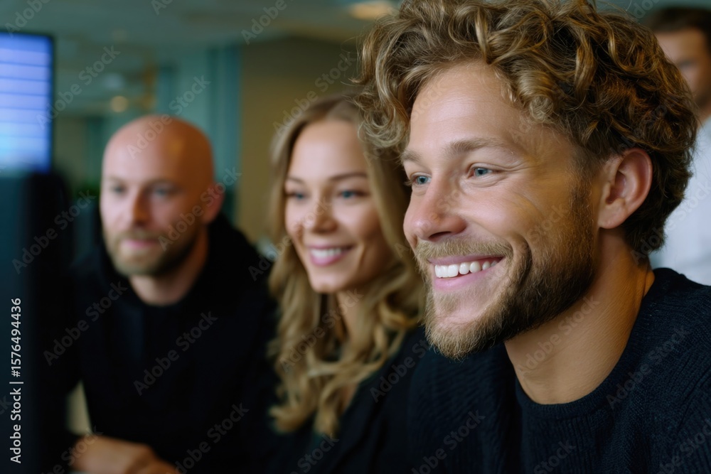 Obraz premium Smiling people sitting in a row