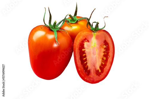 Ripe Italian Roma Tomato on Transparent Background