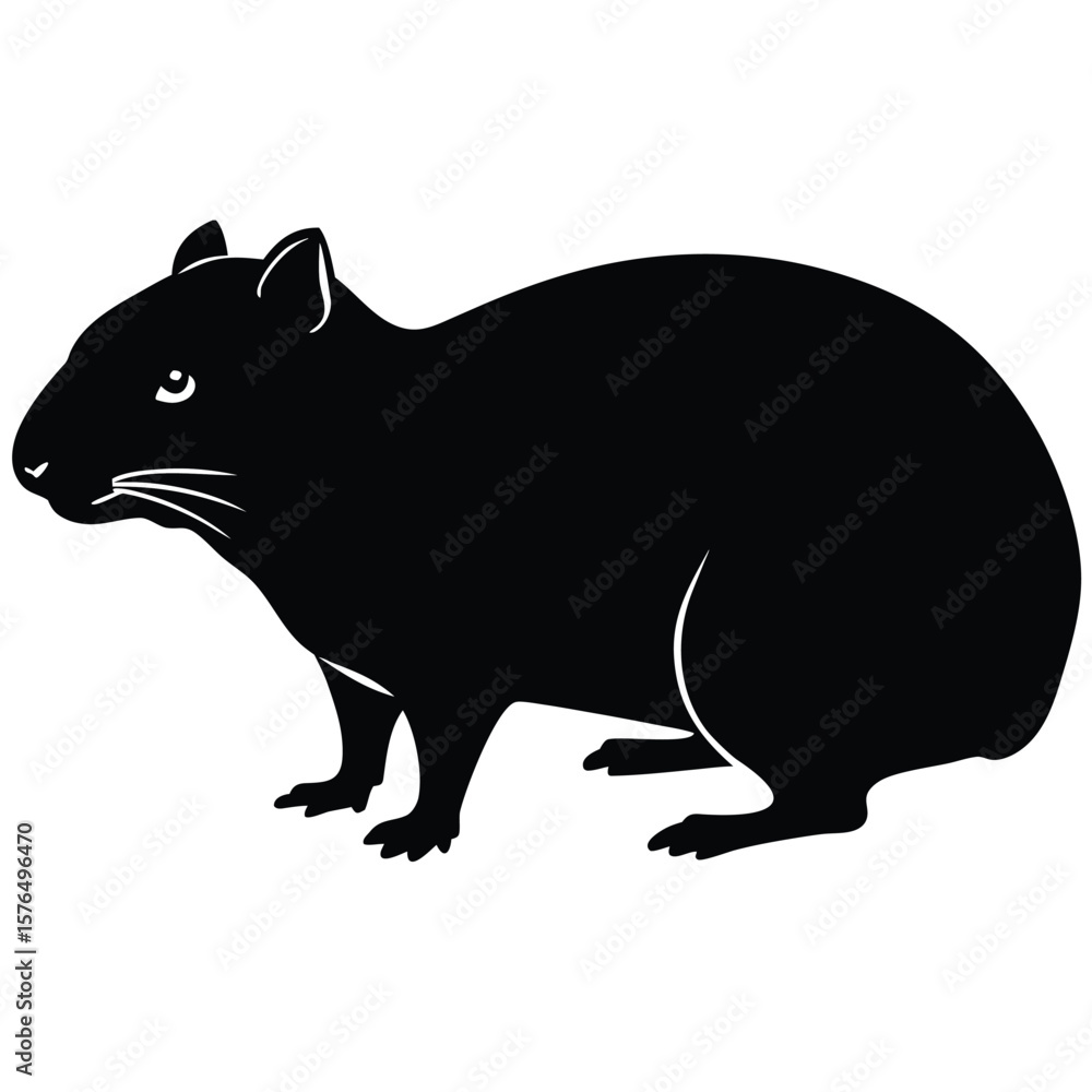 Obraz premium Black silhouette of a rock hyrax with detailed features animal vector