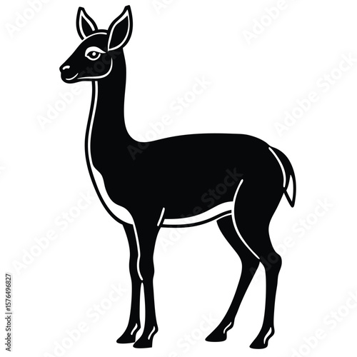 Black silhouette of a vicuna standing gracefully animal wildlife