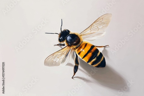 Close-up View of a Bumblebee Showcasing Its Furry Body and Delicate Wings on ...