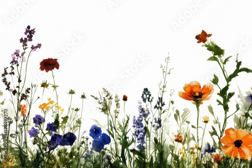 Vibrant Wildflowers in a Sunny Meadow During Springtime Bloom