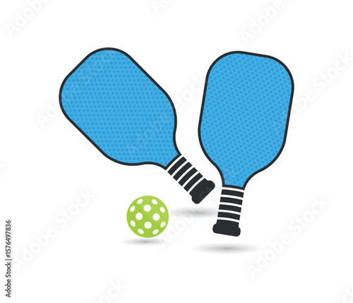 Pickleball paddle and ball vector icon for sports apps and web