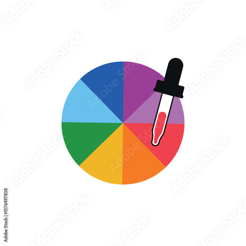 Pipette palette icon. Picker palette tool sign ,Color wheel or color picker circle vector icon for drawing or painting apps and web