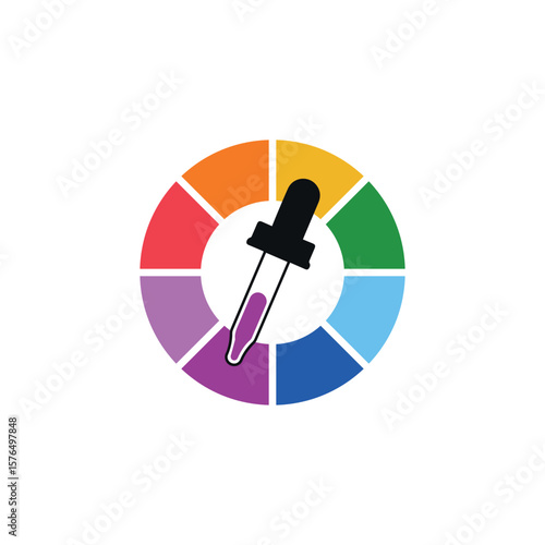 Pipette, Color wheel icon, Color picker circle vector icon for drawing or painting apps and web