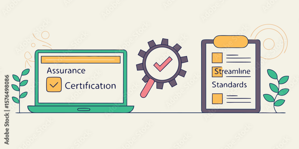 Naklejka premium Digital checklist assurance certification streamline standards