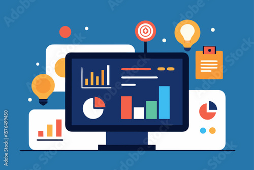 Abstract Digital Marketing Dashboard with KPI Charts
