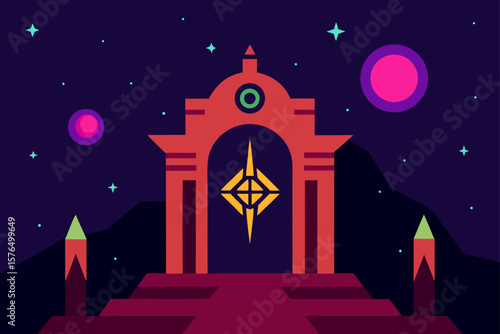 Glowing Ancient Cosmic Gate in an Asteroid Belt
