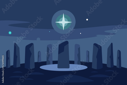 Glowing Ancient Stone Circle Aligned with the Stars