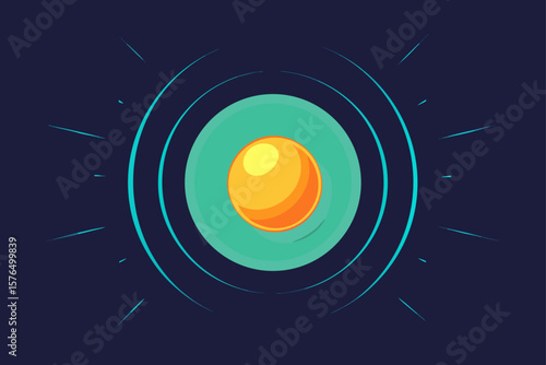 Bright Glowing Orb with Radiating Ripple Lines