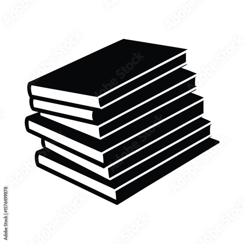 Stack of several books in a pile silhouette vector illustration