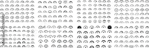 Speedometer and Gauge Icon Set - Vector Dashboard UI Elements for Performance Measurement and Infographics