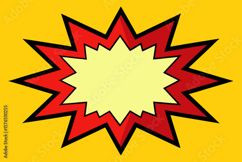 Red and Yellow Comic Explosion Frame with Halftone