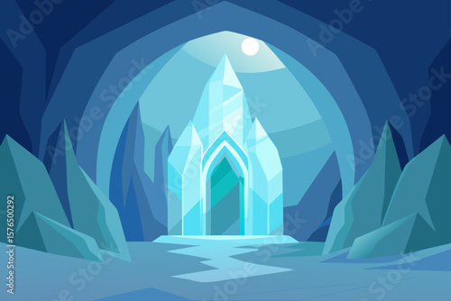 Glowing Crystal Cathedral Inside a Glistening Ice Cave