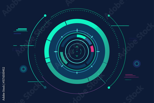 Circular Data Points on a Digital HUD Interface