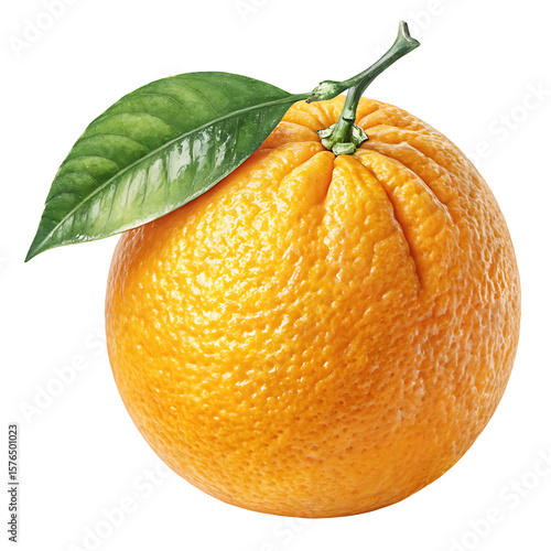 Orange, one orange with light falling on it from an angle, making it more visible and attractive, transparent background.