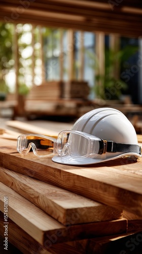 Construction Tools on Wooden Planks at a Building Site During Daylight Hours