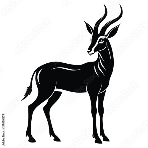 Stylized black silhouette of a sable antelope animal wildlife
