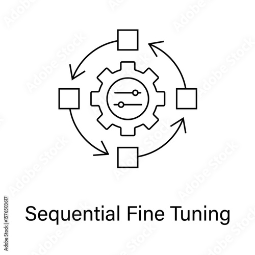 Sequential Tuning Process Icon – Machine Learning Icon, Incremental Training, Neural Progression, AI Sequence