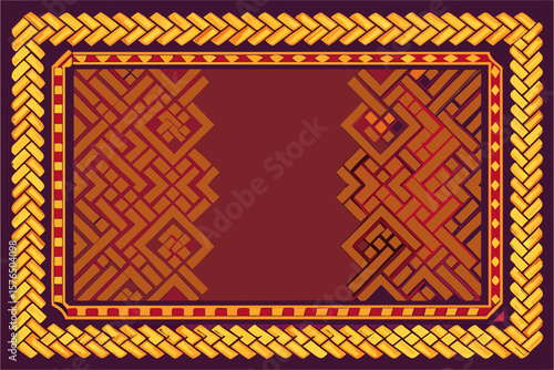 Traditional Woven Texture with a Batik Frame Border