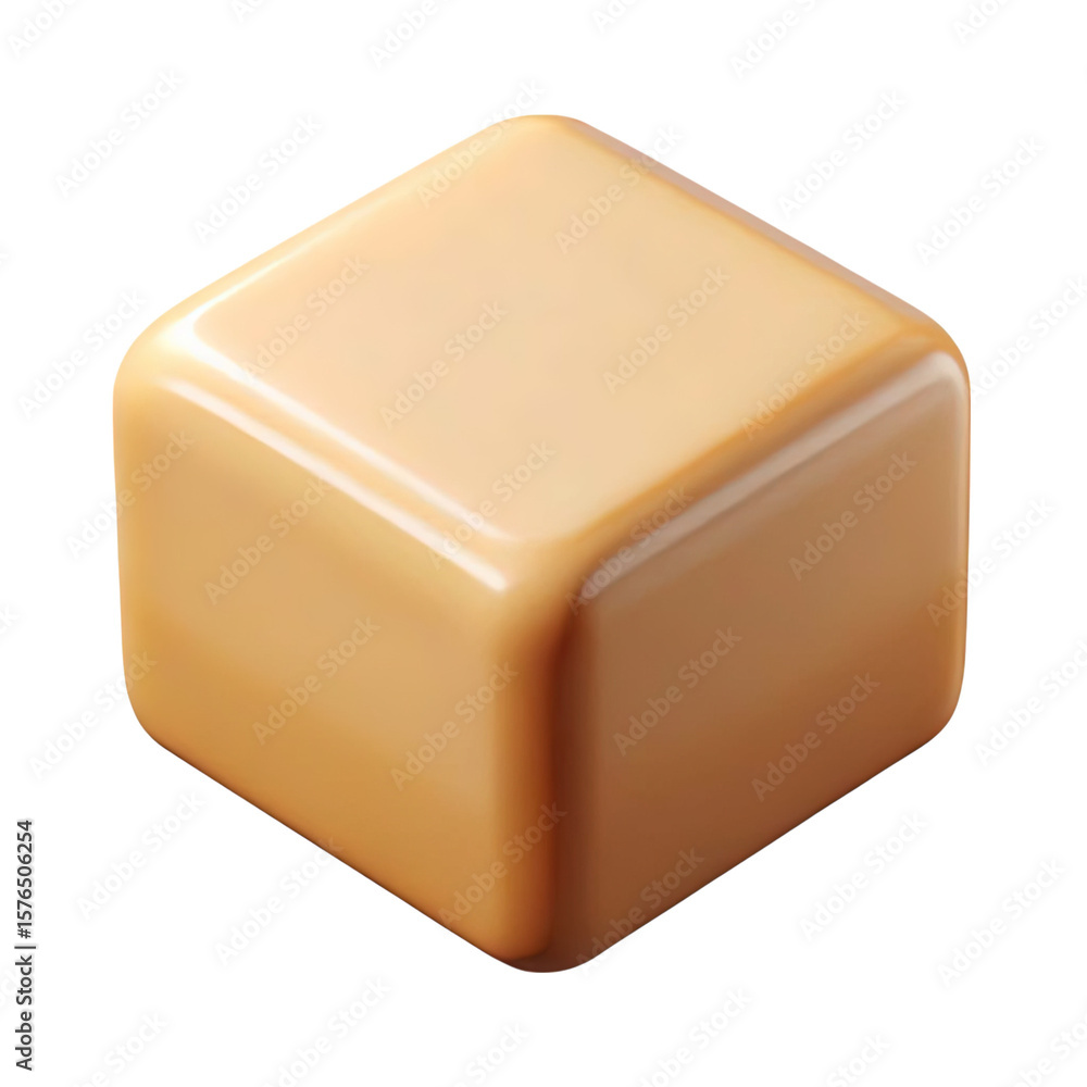 Fototapeta premium Isolated caramel candy cube sweet treat confectionery dessert brown sugar delicious snack on transparent background