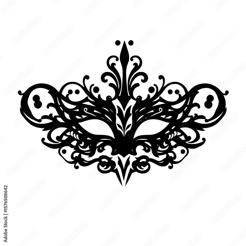 ornate venetian mask silhouette with floral and swirl design ornate venetian mask silhouette with floral and swirl design