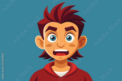 Illustration of a cartoon character with spiky hair expressing surprise. The character has an open mouth and wide eyes, conveying a sense of shock or astonishment.
