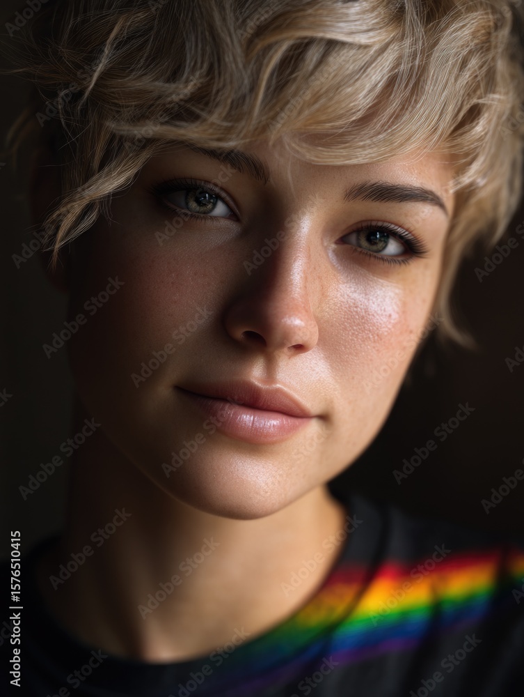 Fototapeta premium Contemporary Portrait of Woman with Short Hair