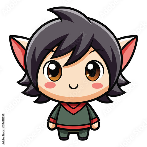 Cute cartoon character with large eyes and pointy ears