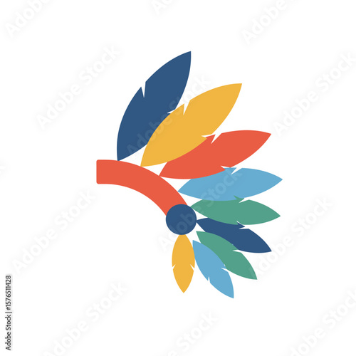 An indigenous amazonian feather headdress vector icon
