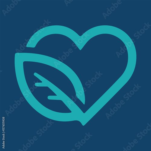 Medical logo Heart with leaves, a romantic symbol of love, perfect for Valentine's Day designs, cards, and wedding celebrations