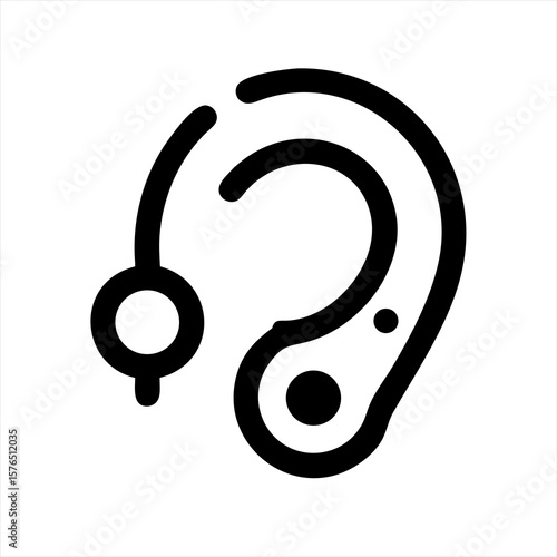 Depicts an ear hearing aid device silhouette vector illustration