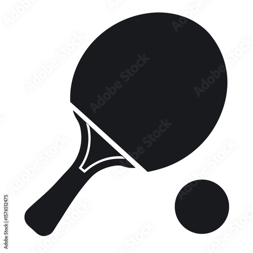 Simple vector illustration of a table tennis paddle and ball. Perfect for sports graphics, recreation icons, ping pong branding, athletic designs, and game visuals.