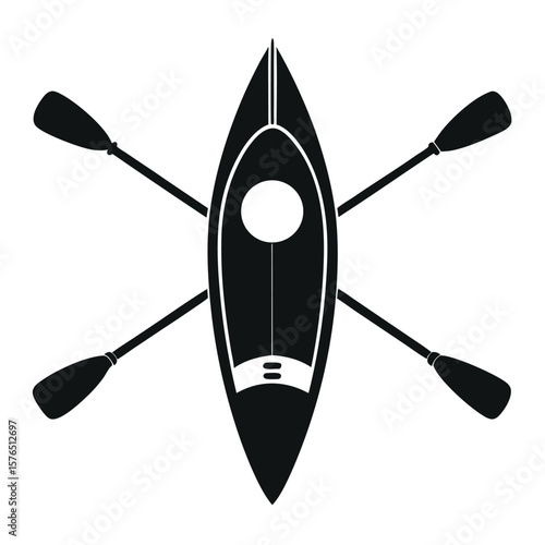 Simple vector illustration of a kayak in top-down view. Perfect for outdoor adventure graphics, water sport visuals, travel icons, camping designs, and kayaking activity branding.