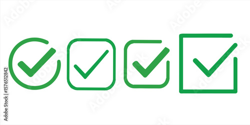 Free Download Green check mark icons in rounded and square box styles isolated on white background for approval and selection concepts vector illustration

 - GFXLoad