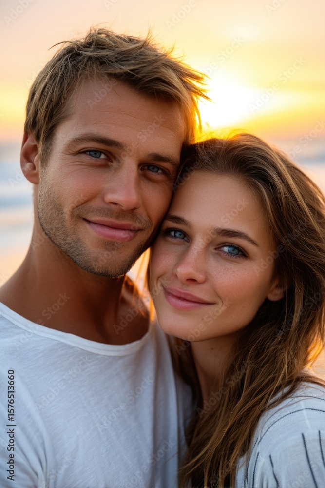 Couple embracing at sunset Couple embracing at sunset