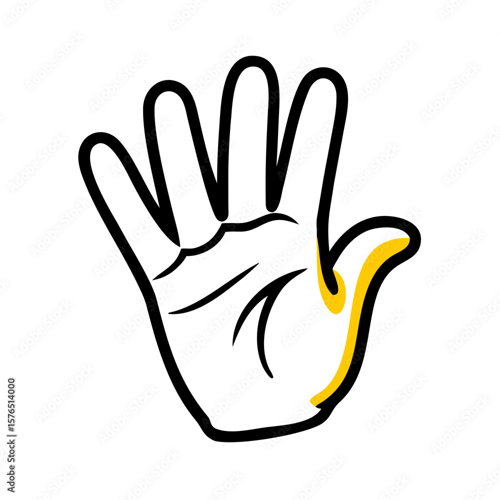 Obraz premium An Open Hand with Yellow Accents on a Transparent Background, Representing Help and Openness for Diverse Design and Communication Purposes