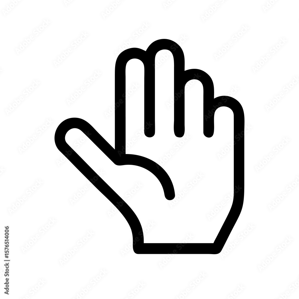 Obraz premium A Simple Hand Icon with Three Fingers Extended, Presented on a Transparent Background for Seamless Integration into Various Digital and Print Design Applications