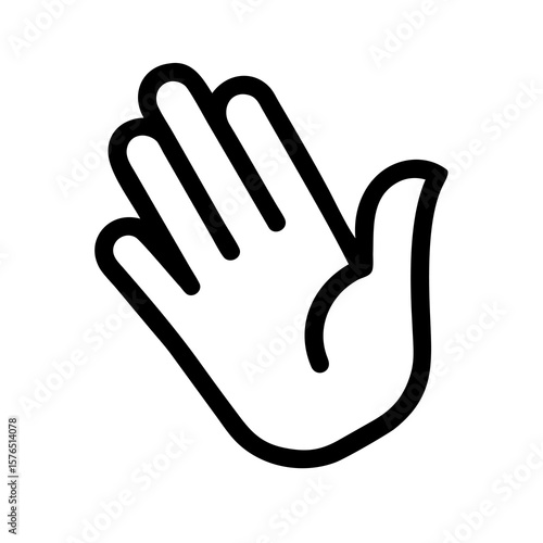 A Simple Hand Gesture Icon on Transparent Backdrop Depicting Open Palm, Ideal for UI Design and Communication, Conveying Greetings, Stop, or High Five in Digital Interfaces