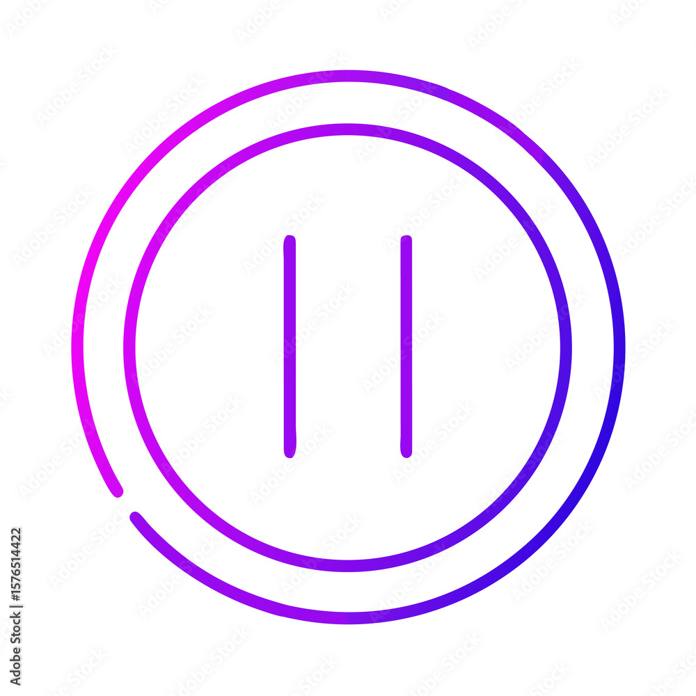 Pause Button Icon with Gradient Circles on Transparent Backdrop A Modern Vector Graphic for Media Players, Interfaces, and Digital Applications Pause Button Icon with Gradient Circles on Transparent Backdrop A Modern Vector Graphic for Media Players, Interfaces, and Digital Applications