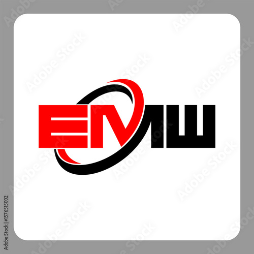 EMW logo. EMW letter. EMW letter logo design. Initials EMW logo linked with circle and uppercase monogram logo. Modern Red and Black Initials Logo for Corporate, EMW typography for technology,